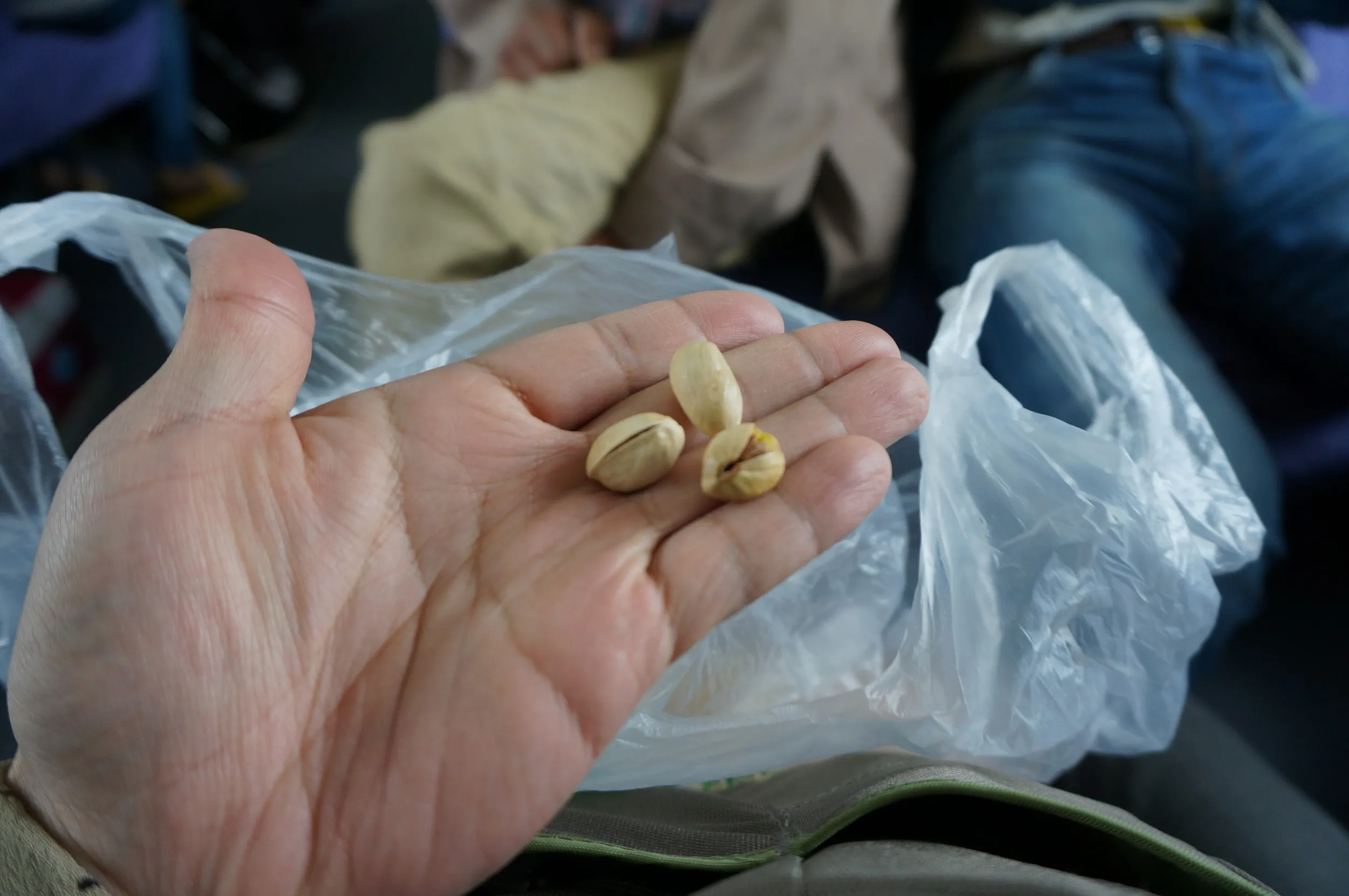 昼食はカシューナッツとアーモンド