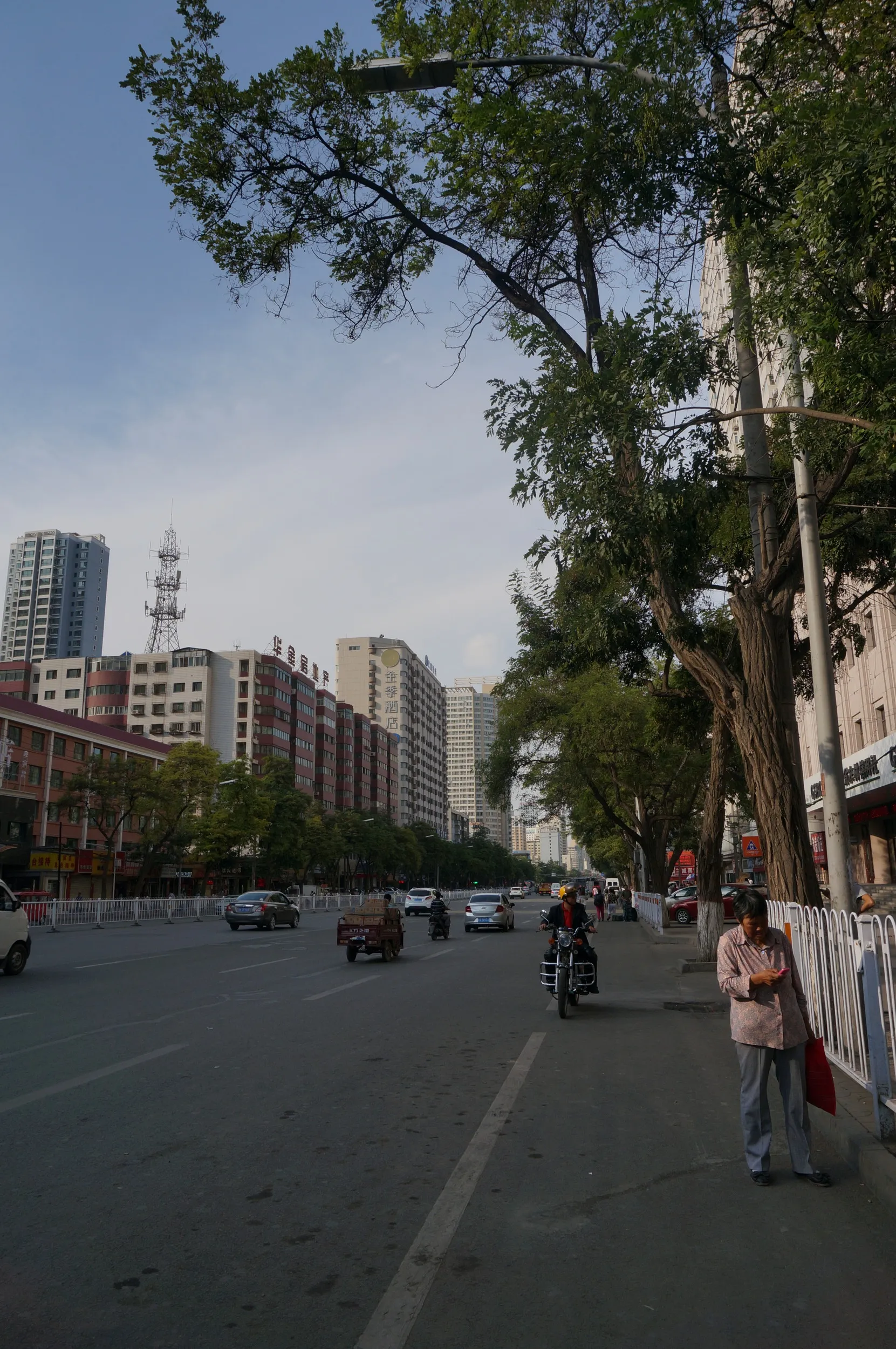 天水南路のバス停付近の風景