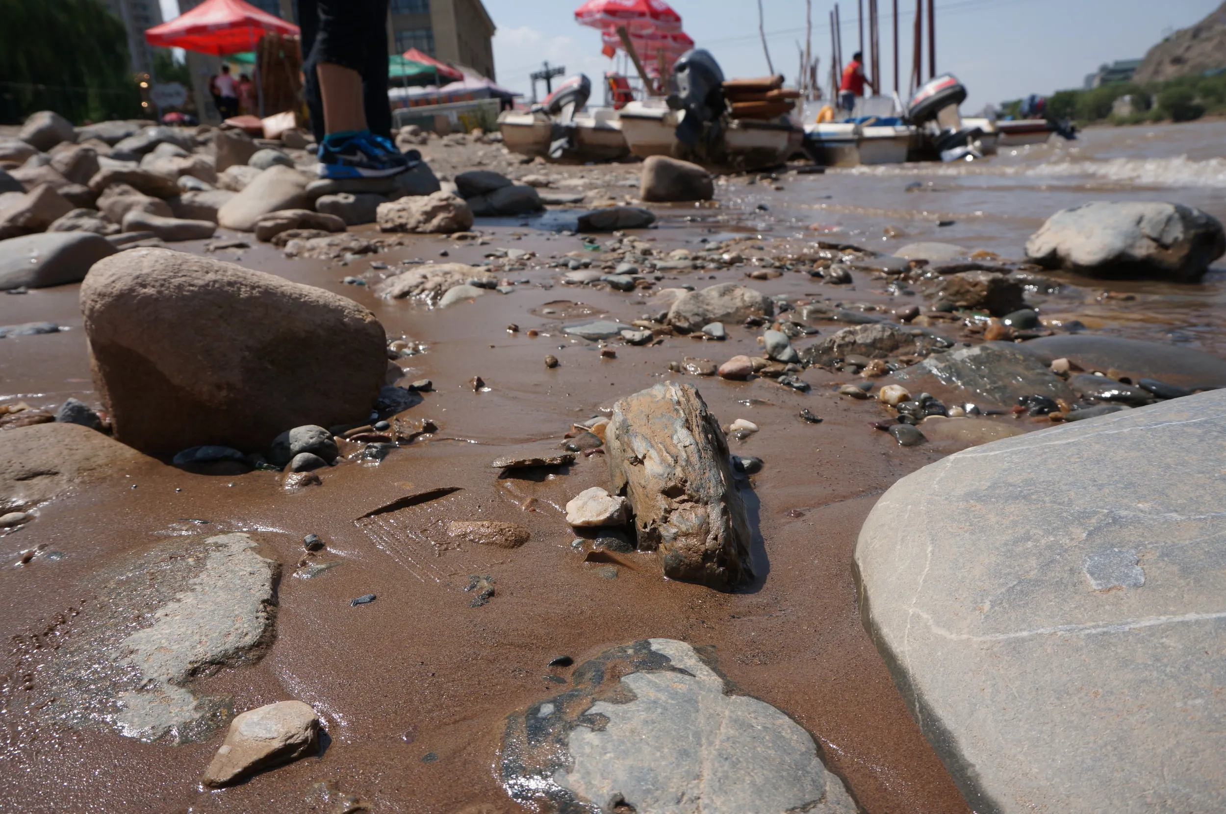 黄河河岸を間近に見る
