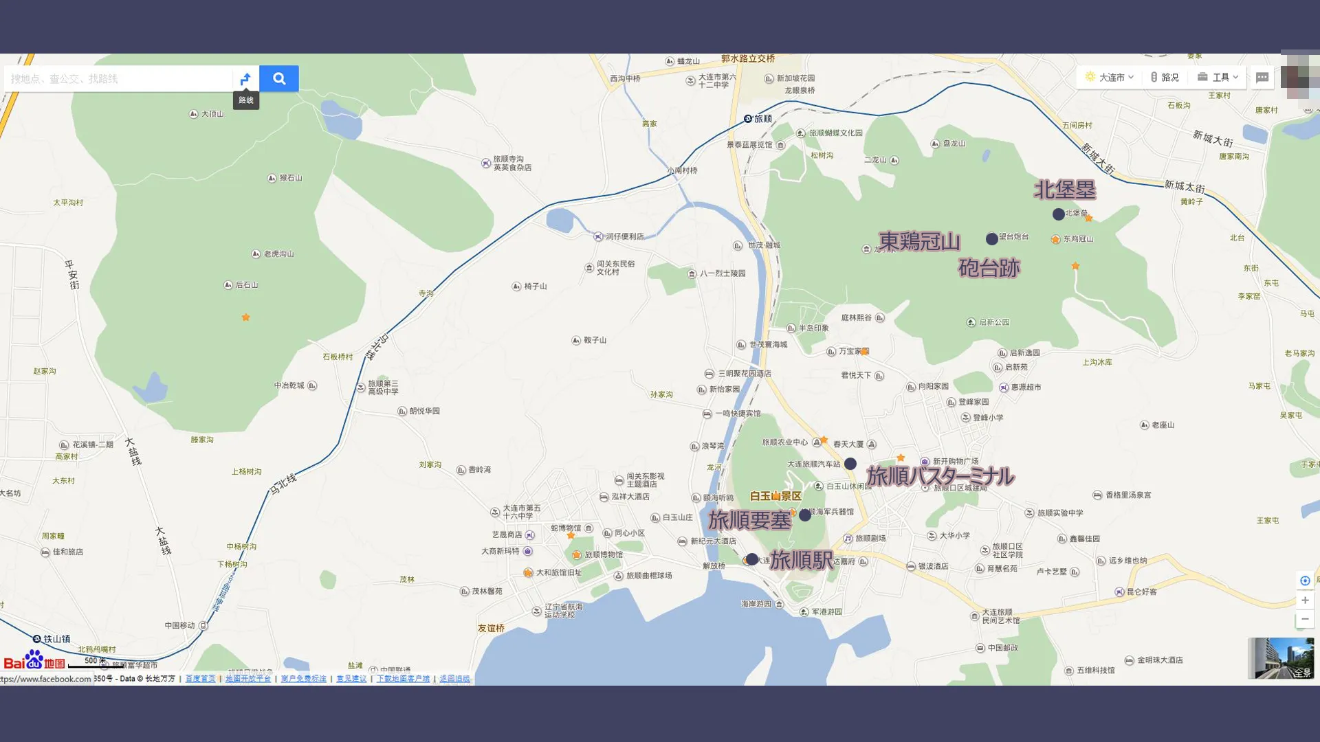 東鶏冠山と北堡塁の位置関係