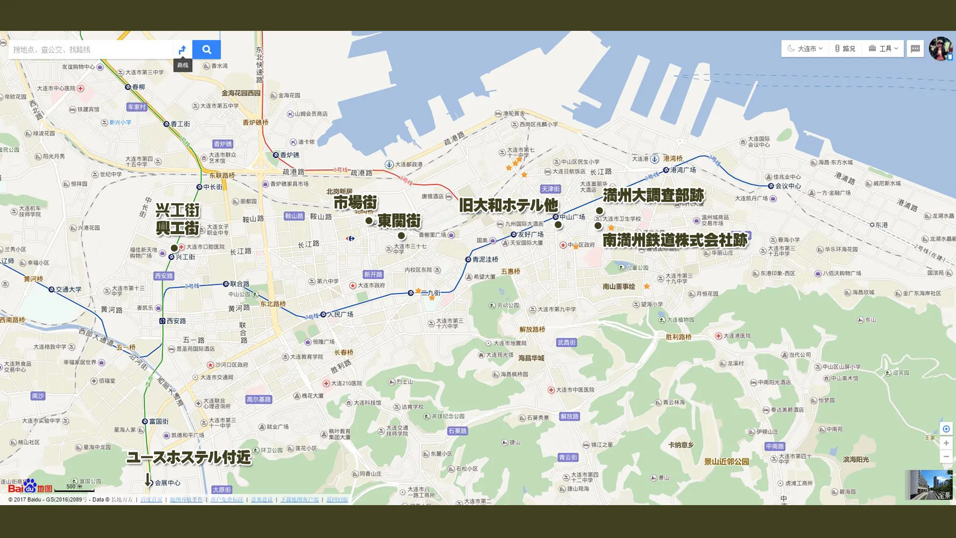 今回行った場所の地図