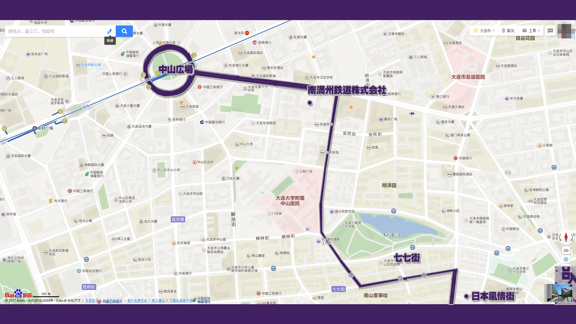 日本風情街と中山広場の位置関係