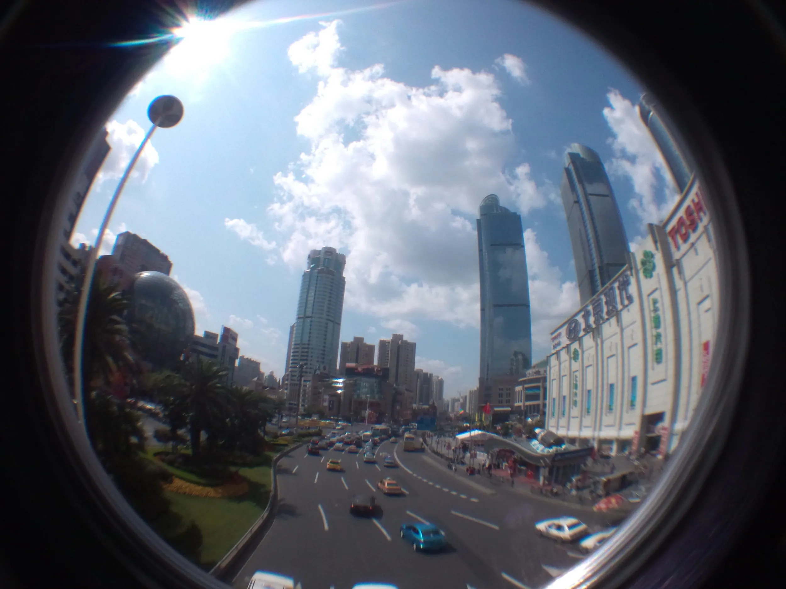 徐家匯の街並み 魚眼レンズ