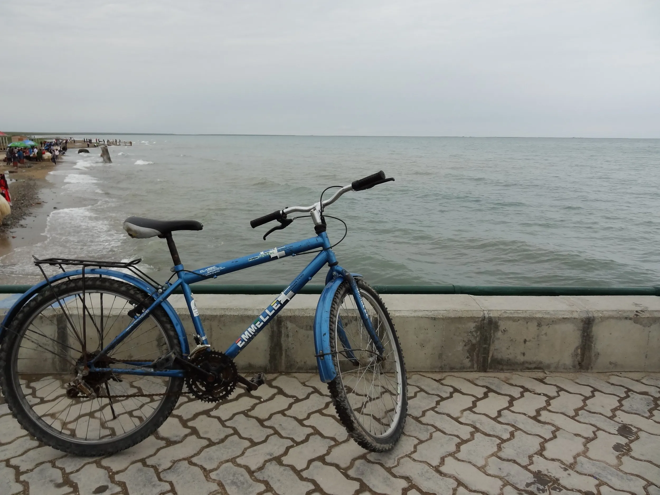 青海湖と自転車
