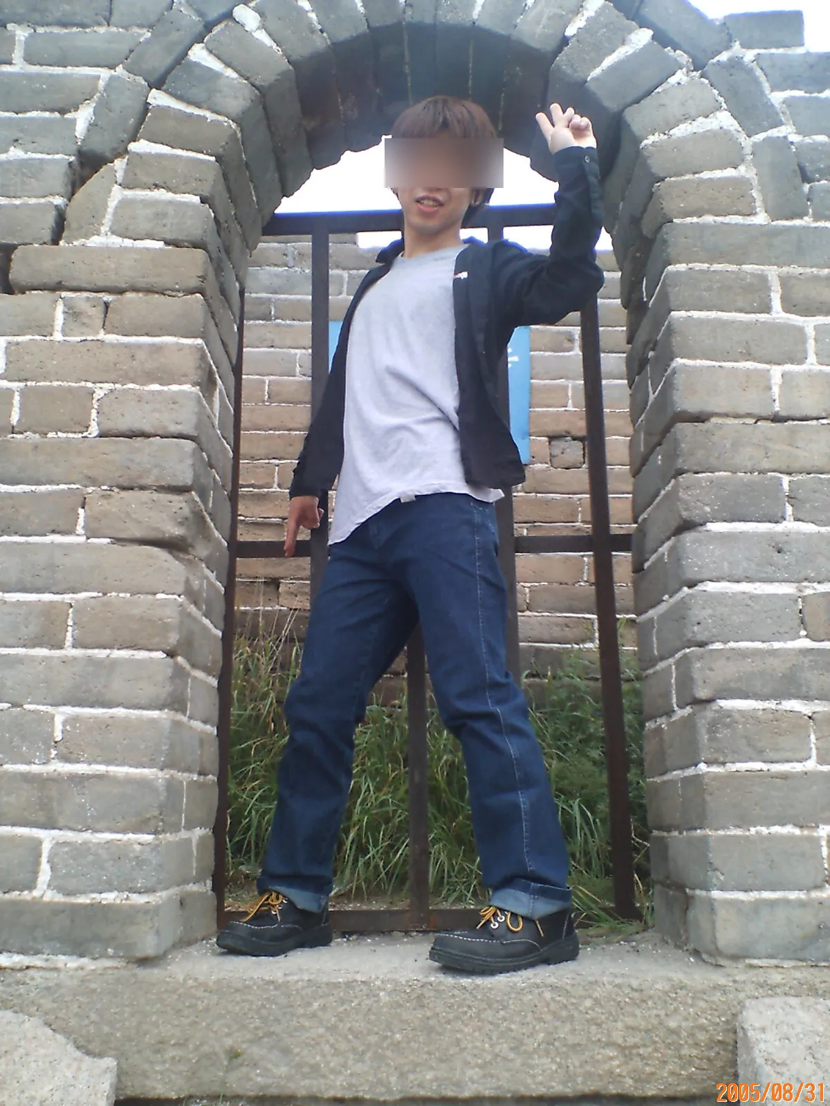 万里の長城で記念撮影