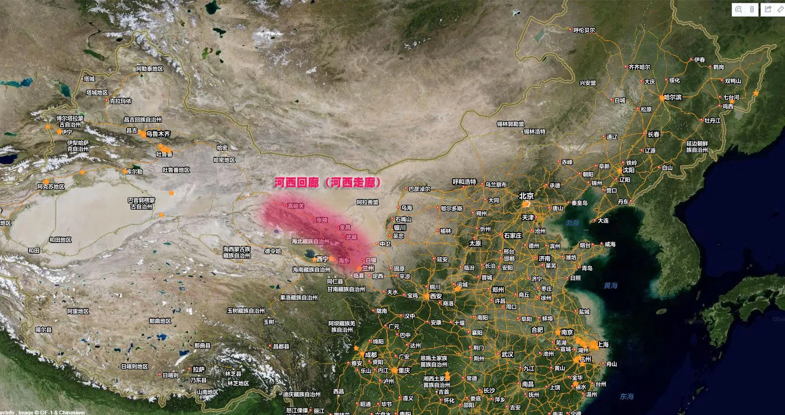 河西回廊の地図