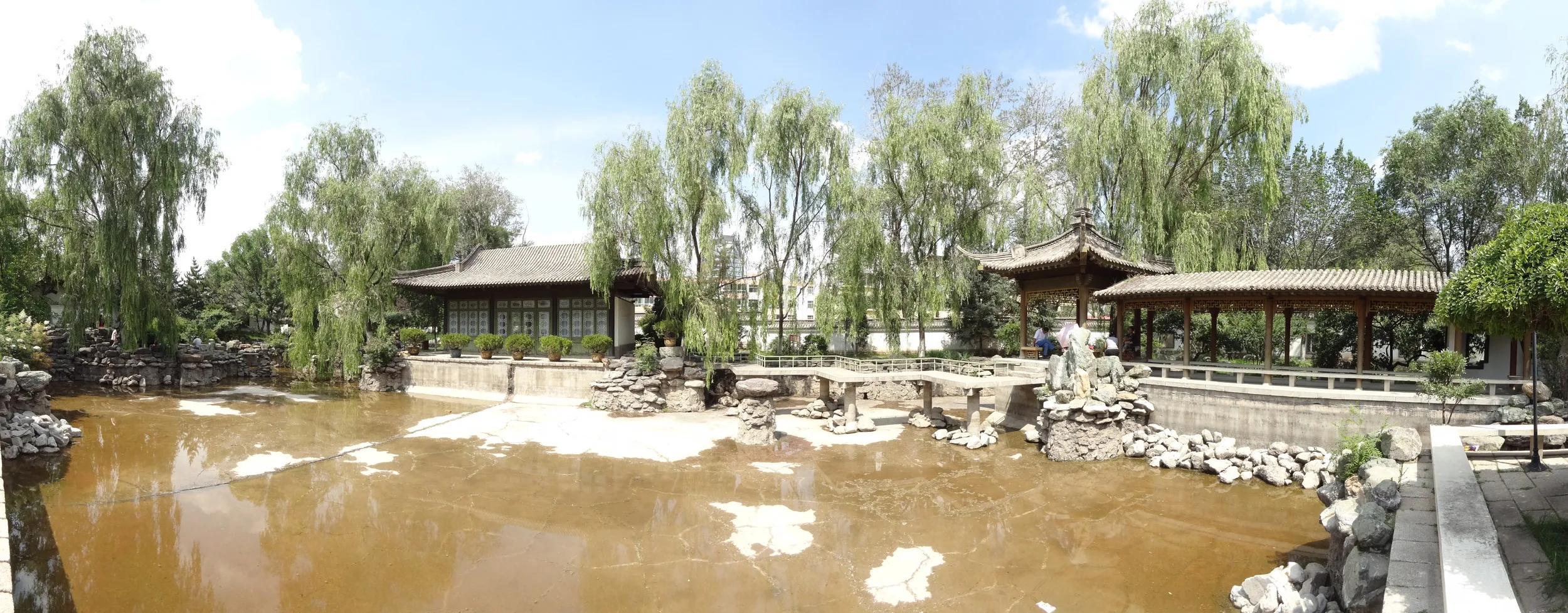 枯れかけた池 パノラマ撮影