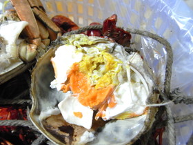 とまとじゅーす的上海市内観光旅行記、上海、中山公園付近の上海料理店で食べた上海蟹の蟹味噌は甘くてこってり濃厚な味