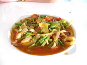 とまとじゅーす的中国旅行記＠新疆維吾爾(ウイグル)自治区輪台県、ウイグル族のつけ麺、ラグ麺。ピリ辛で美味しいです
