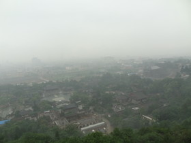 中国旅行記＠西安の観光名所、驪山のケーブルカーから眺めた西安市内の風景