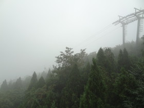 西安観光旅行記＠西安の観光名所、驪山のケーブルカーから眺めた驪山の木々と風景