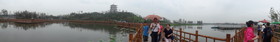 西安観光＠西安の世界園芸博覧会の池と長安塔をHX9Vでパノラマ撮影