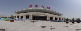 中国旅行記＠西安北駅をSONYのデジカメ、HX9Vでパノラマ撮影した写真