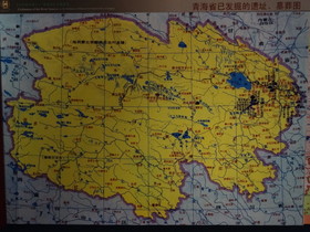 西寧観光旅行記＠青海省博物館、青海省で発掘された遺跡の分布図