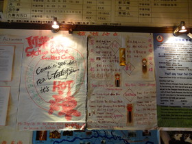 中国旅行記＠成都観光編、夢之旅国際青年旅舎の受付側にある掲示板