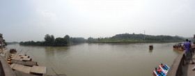 中国旅行記＠黄龍渓(黄龙溪)観光、府河(岷江)の流れをHX9Vでパノラマ撮影