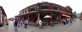 中国旅行記＠大理観光、大理古城の食堂と玉洱路付近をSONY(ソニー)のデジカメ、HX9Vでパノラマ撮影