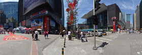 北京観光旅行記＠北京の電気街、中関村のビル街をソニーのデジカメ、HX9Vでパノラマ撮影した風景写真
