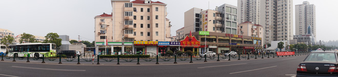 上海観光旅行記＠上南路沿いをソニーのα55でパノラマ撮影