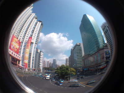中国旅行記＠上海の家電街、徐家匯の街並みをf12-cとフィッシュアイで撮影