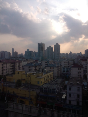 上海観光旅行記＠西蔵北路、中山北路付近のホテルから見た上海の風景