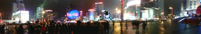 上海観光旅行記＠滞在記、徐家匯の夜景をS899Tでパノラマ撮影