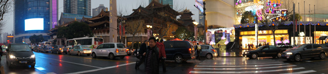 上海観光旅行記＠静安寺周辺の街並みをα55でパノラマ撮影
