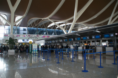 中国旅行記、上海観光＠上海浦東国際空港の登場受付