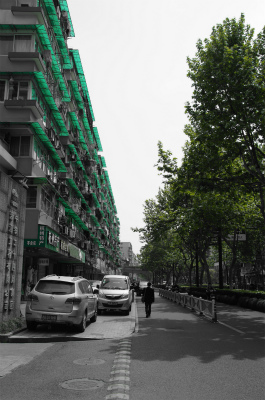 とまとじゅーす的中国旅行記、杭州観光編＠江城路沿いに建つマンションと街路樹