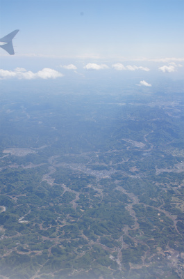とまとじゅーす的中国旅行記、日本へ帰国＠茨城県内上空から地上を撮影