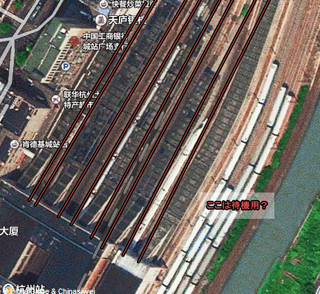 杭州駅の運行線路が8本なのを百度地図でも確認出来ます