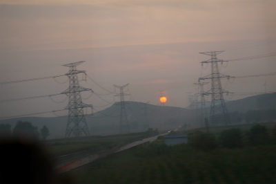 中国旅行記＠上海からトルファンへ列車に乗り鉄旅行、1日目の日没