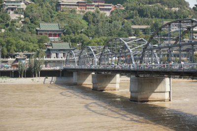 中国旅行記＠蘭州観光、中山橋（黄河第一橋・鉄橋）と黄河にしばし感動