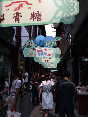 中国旅行記＠上海観光、豫園老街のお土産屋が軒を連ねる一角
