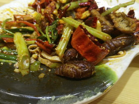中国旅行記2017年＠大連観光、職場付近の韓国料理のお店で職場の人達と適当に食す。蚕